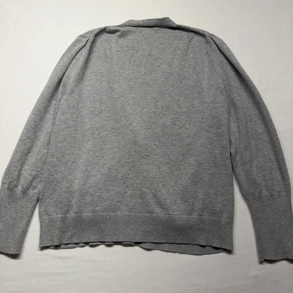Juicy Couture Y2K Cardigan Gray Puff Sleeve Crown Logo Preppy Cozy L Balletcore - Picture 7 of 13